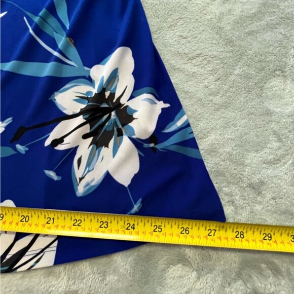 Lauren Ralph Lauren Blue Floral Summer Sleeveless Stretch Dress - Picture 12 of 12
